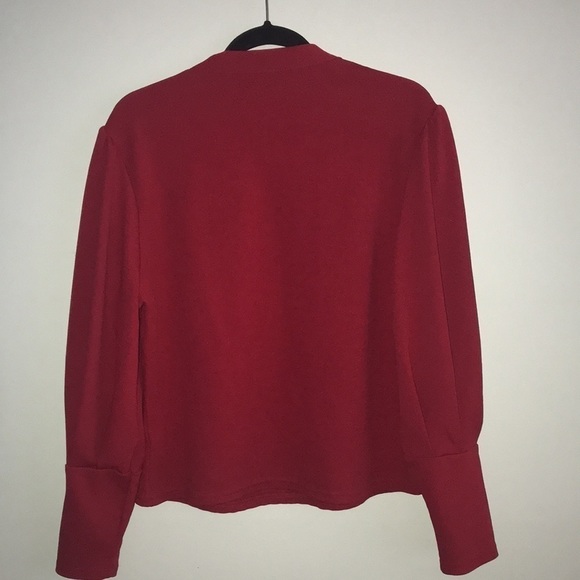 Shein Curve Ruby Red V-Neck Tie Shirt Long Sleeve - Size 1XL - Picture 5 of 5
